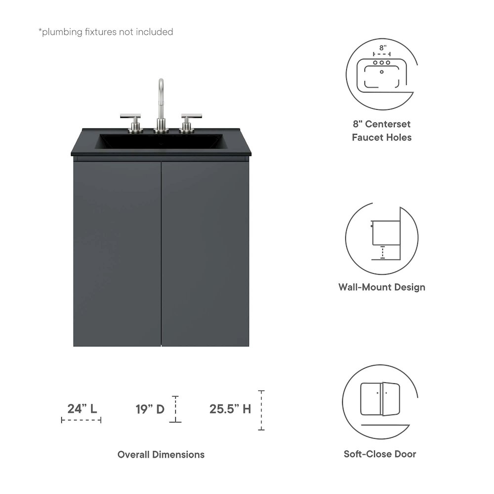 Bryn 24" Wall-Mount Bathroom Vanity. Picture 2