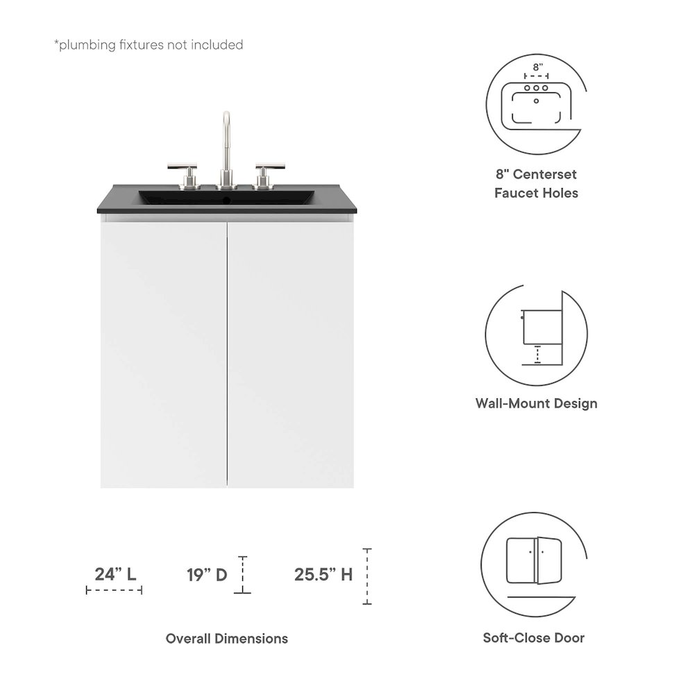 Bryn 24" Wall-Mount Bathroom Vanity. Picture 2