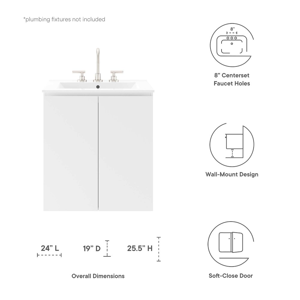 Bryn 24" Wall-Mount Bathroom Vanity. Picture 2