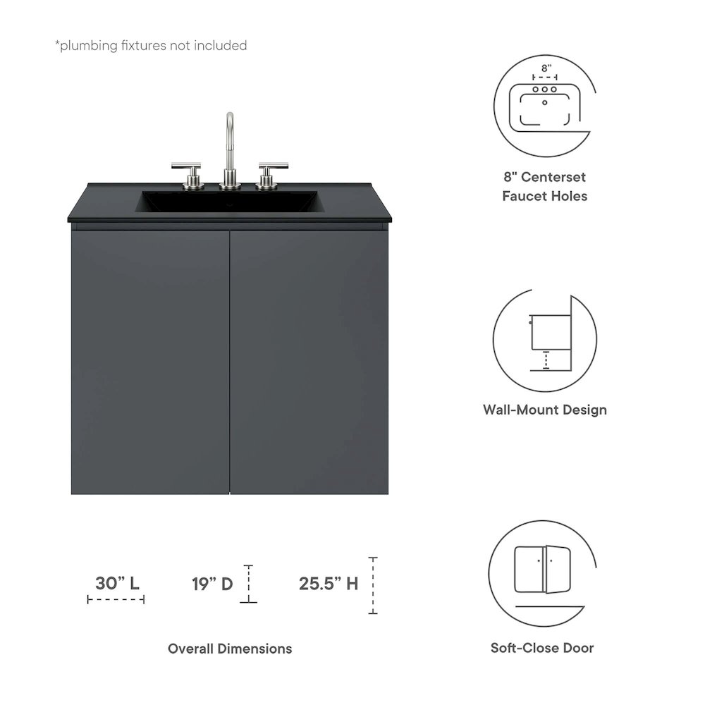 Bryn 30" Wall-Mount Bathroom Vanity. Picture 2