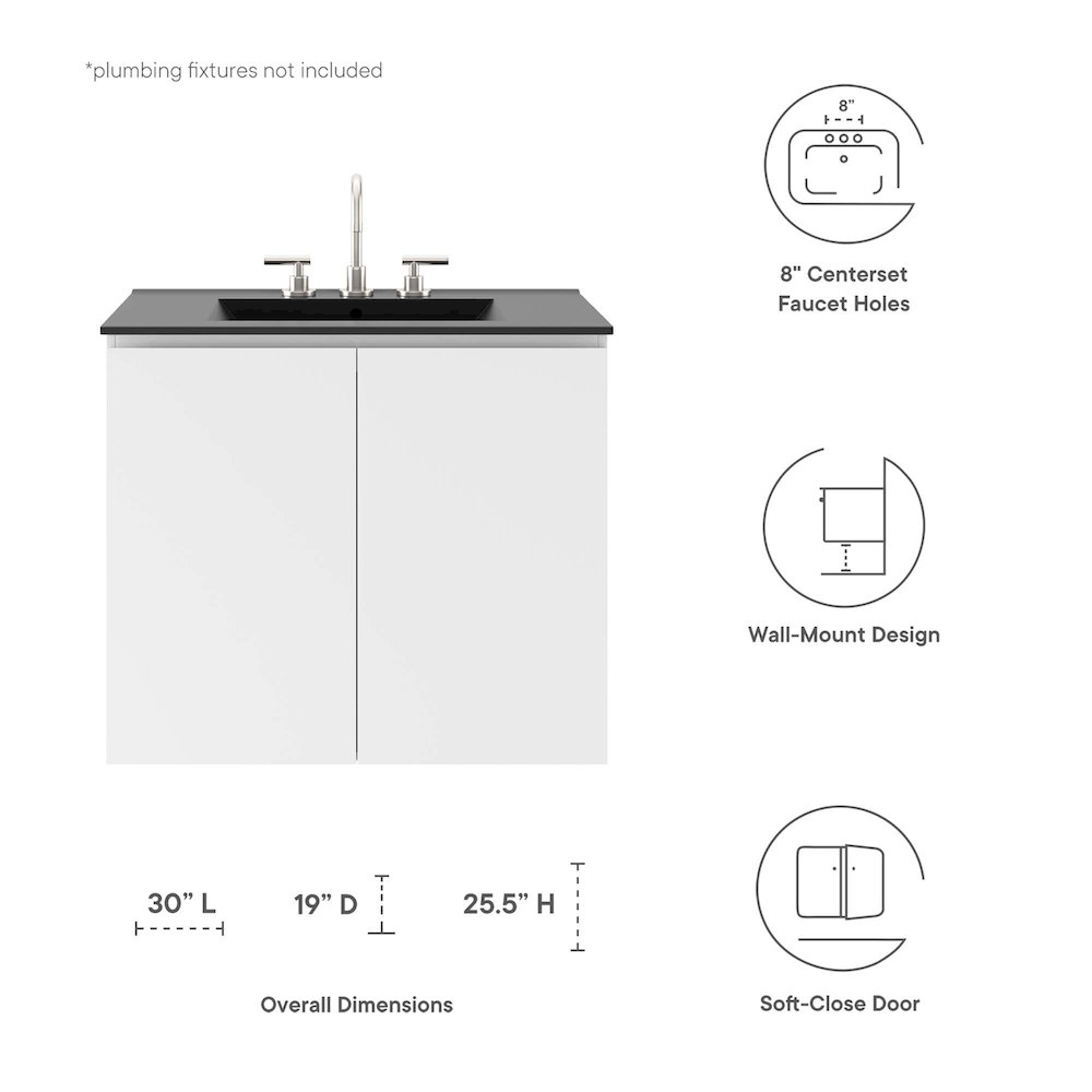 Bryn 30" Wall-Mount Bathroom Vanity. Picture 2