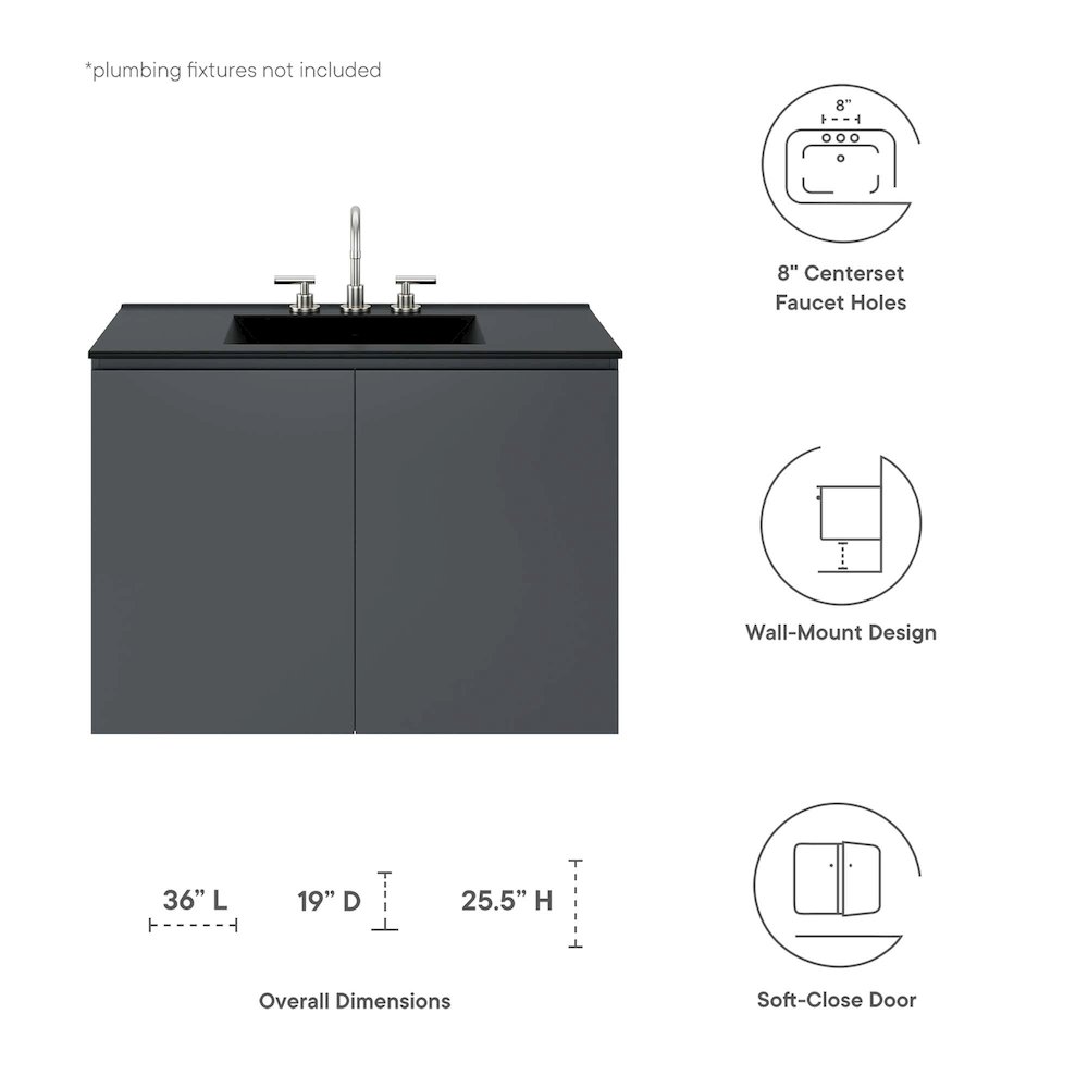 Bryn 36" Wall-Mount Bathroom Vanity. Picture 2