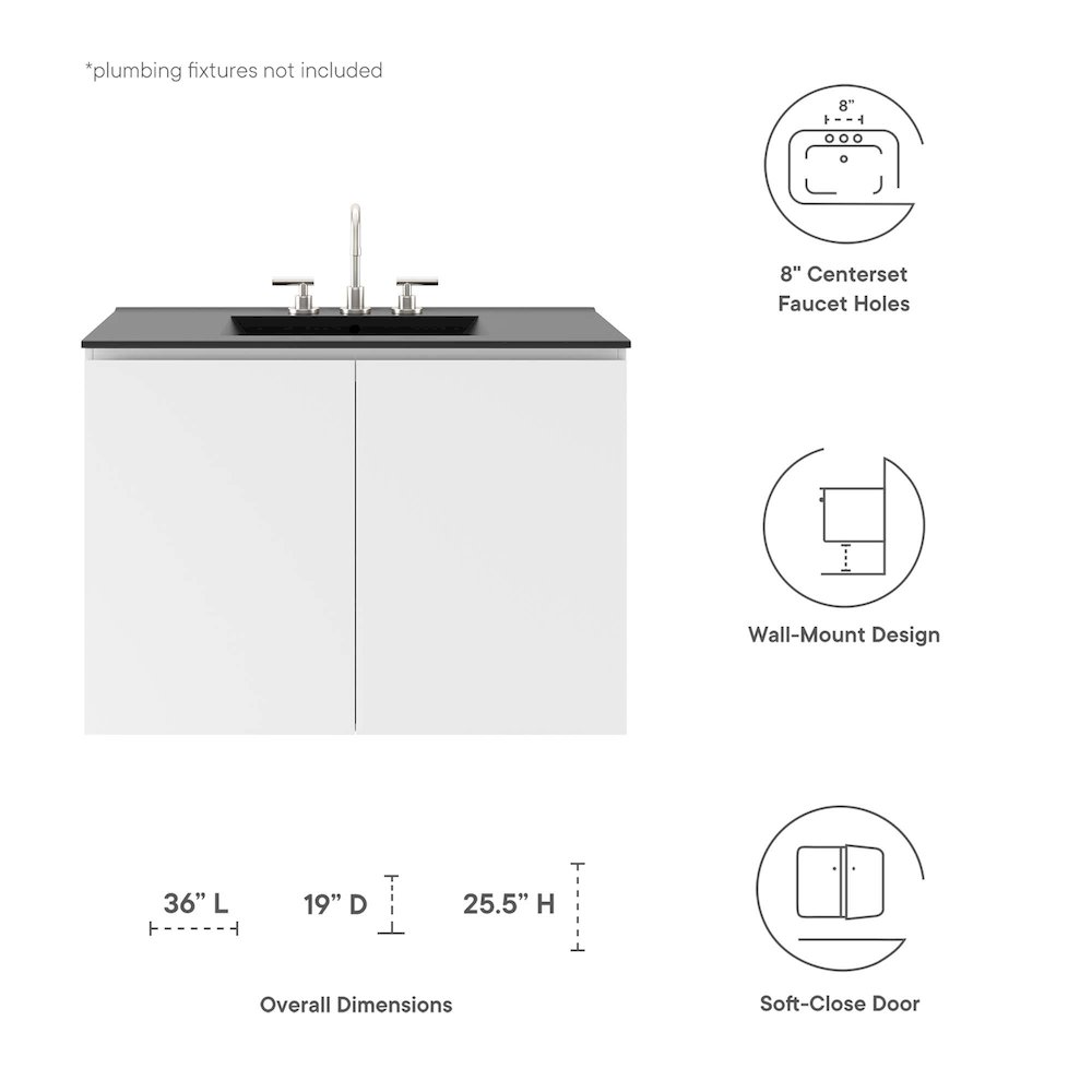 Bryn 36" Wall-Mount Bathroom Vanity. Picture 2