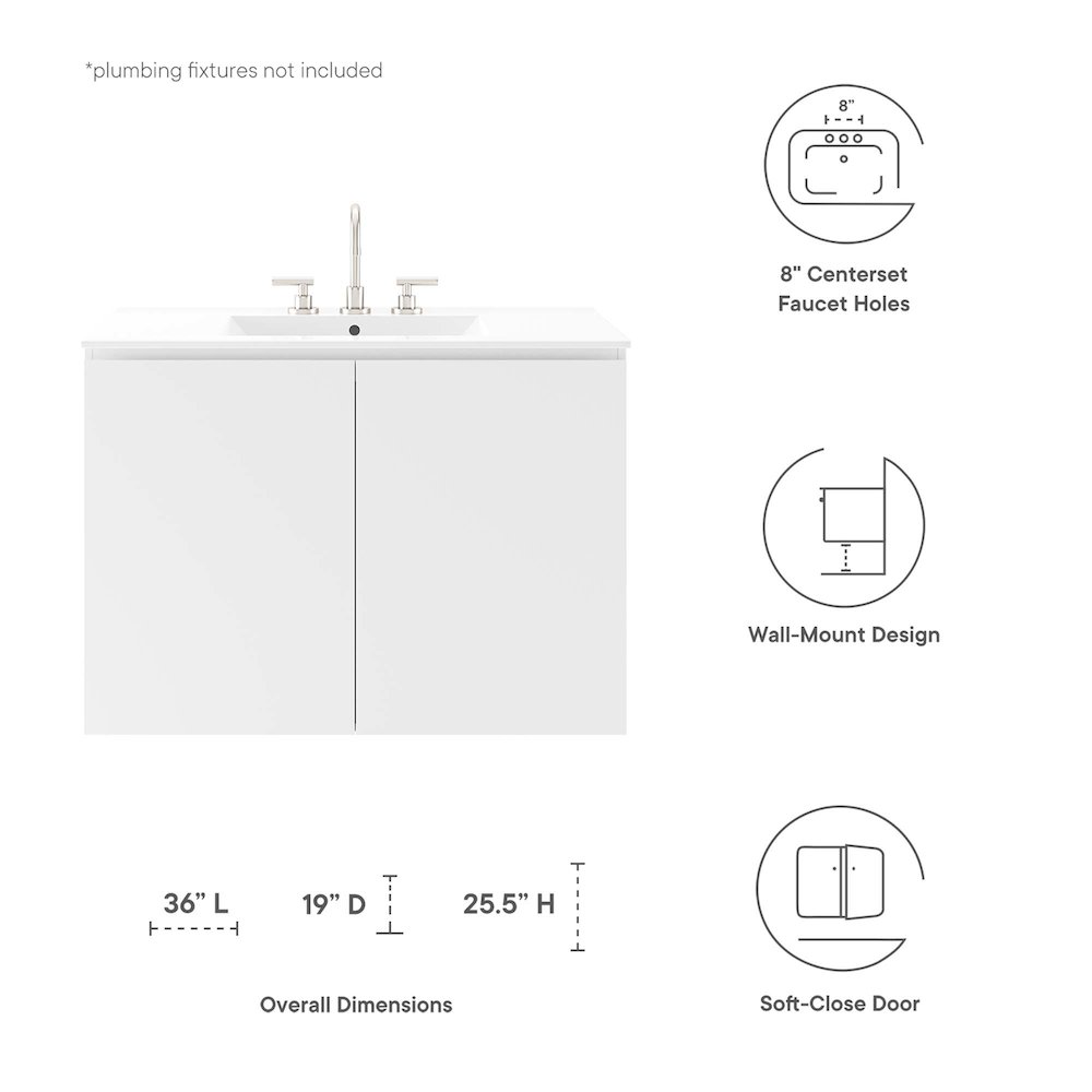 Bryn 36" Wall-Mount Bathroom Vanity. Picture 2
