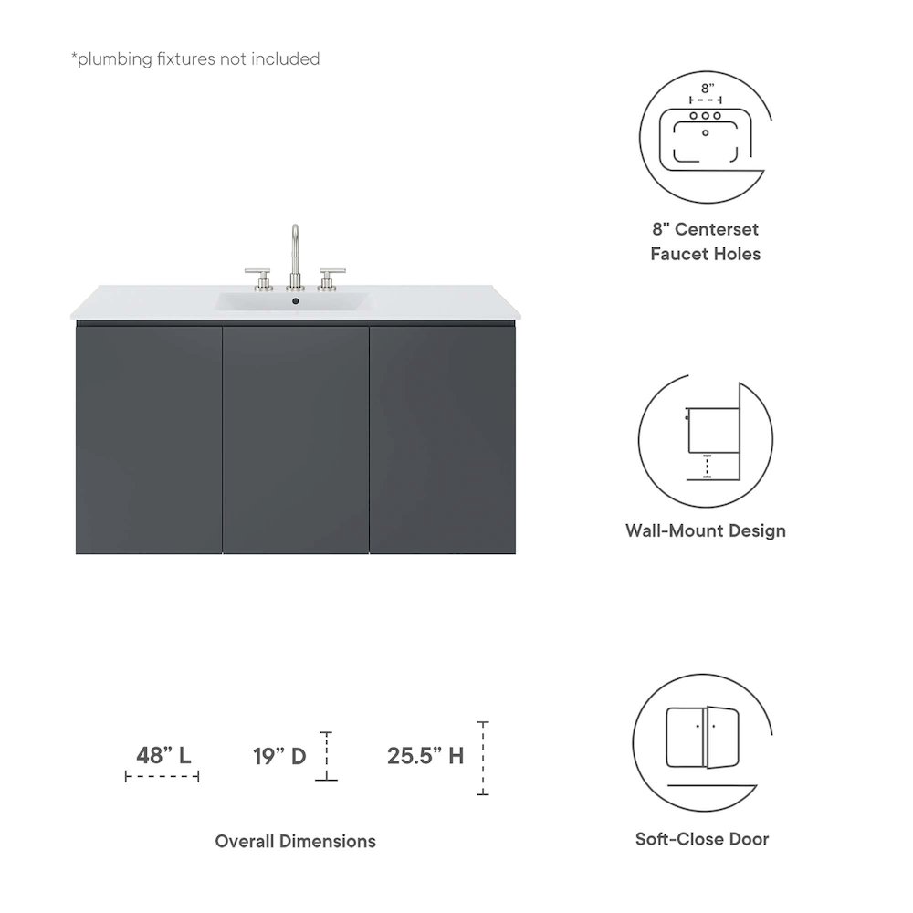 Bryn 48" Wall-Mount Bathroom Vanity. Picture 2