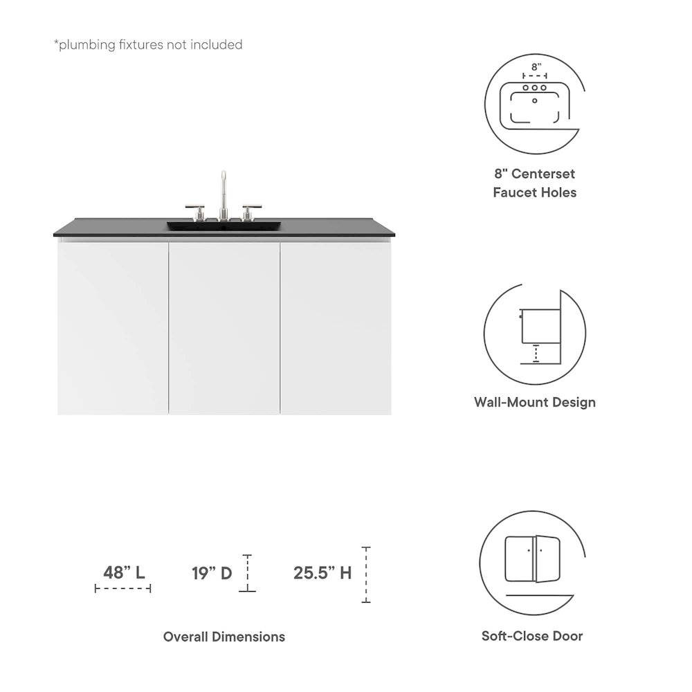 Bryn 48" Wall-Mount Bathroom Vanity. Picture 2