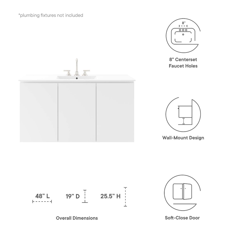 Bryn 48" Wall-Mount Bathroom Vanity. Picture 2