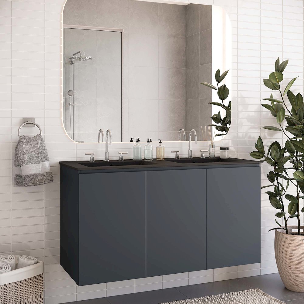 Bryn 48" Wall-Mount Double Sink Bathroom Vanity. Picture 8