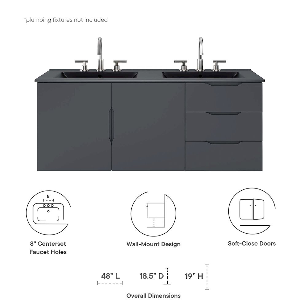 Vitality 48" Double Sink Bathroom Vanity. Picture 2