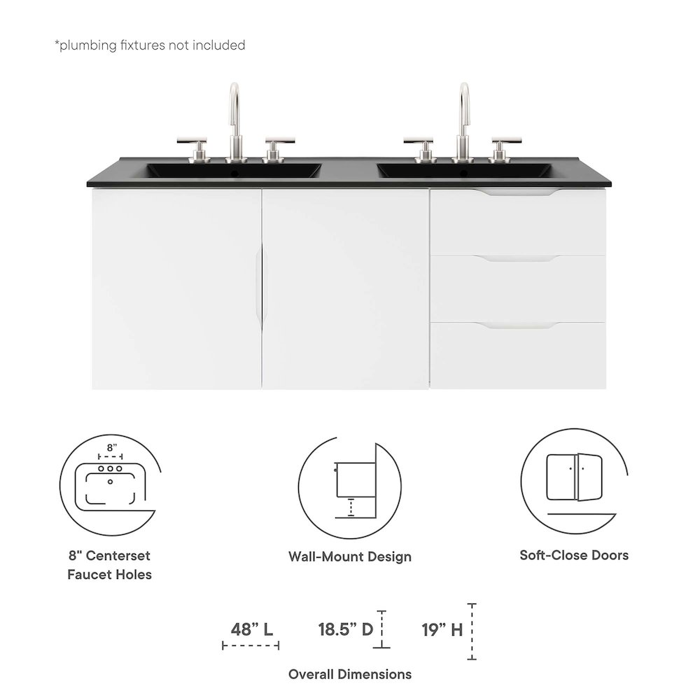 Vitality 48" Double Sink Bathroom Vanity. Picture 2
