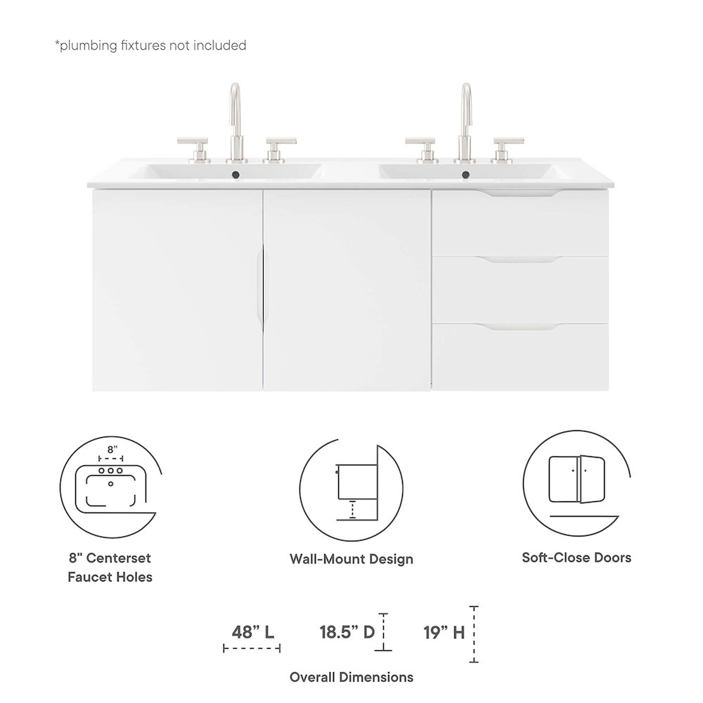Vitality 48" Double Sink Bathroom Vanity. Picture 2