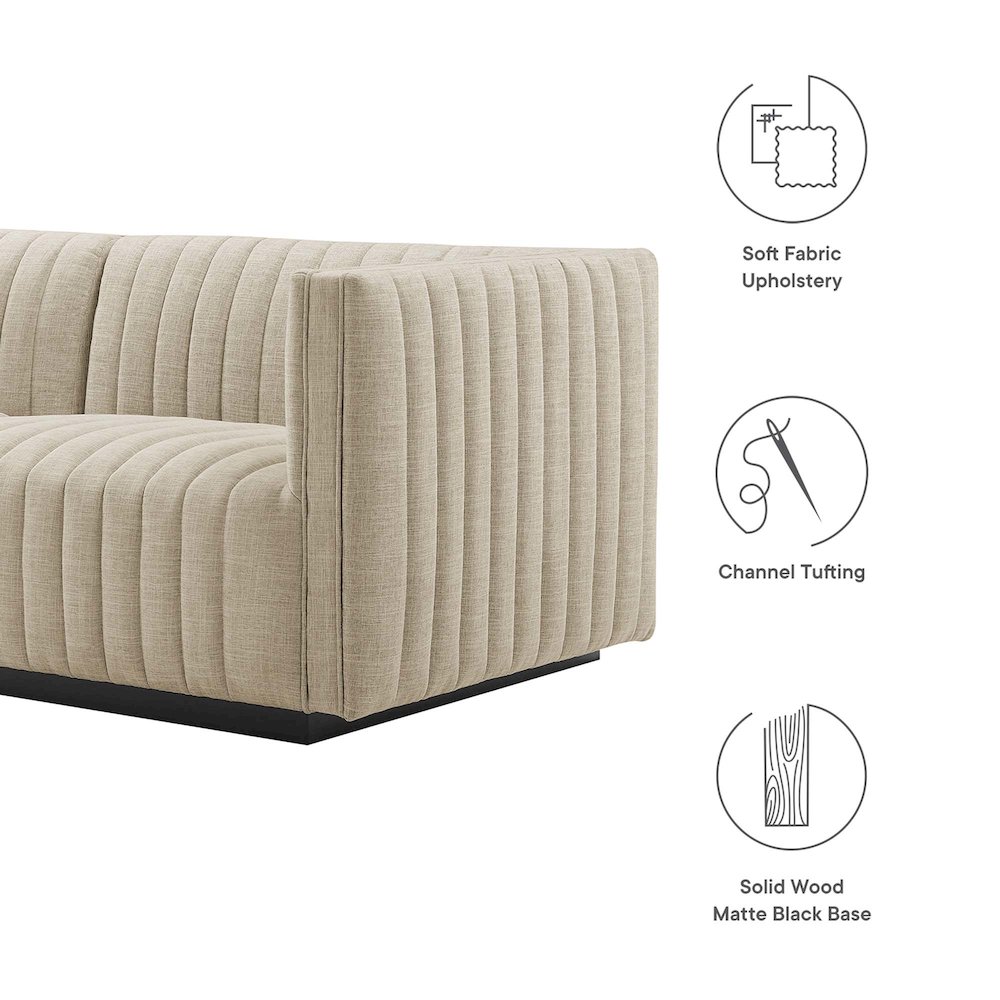 Conjure Channel Tufted Upholstered Fabric Sofa. Picture 2
