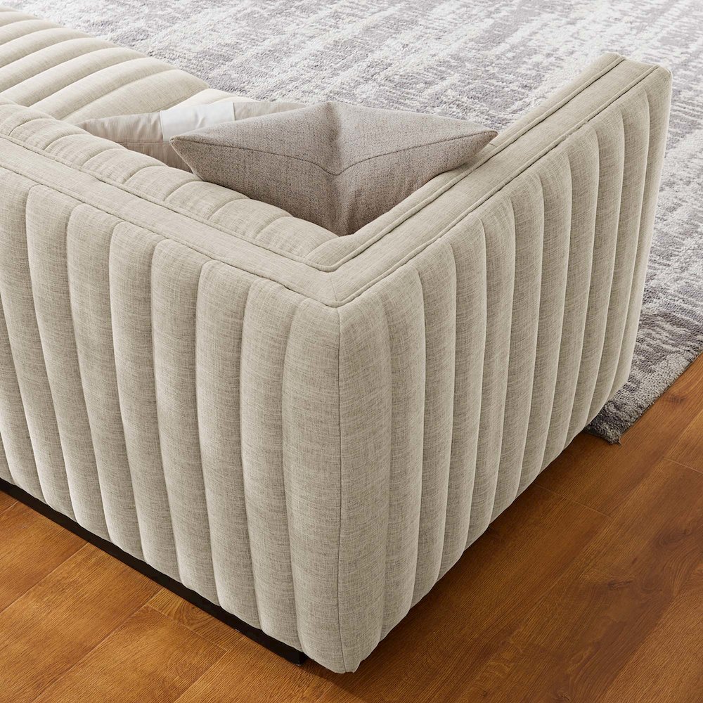 Conjure Channel Tufted Upholstered Fabric Sofa. Picture 14