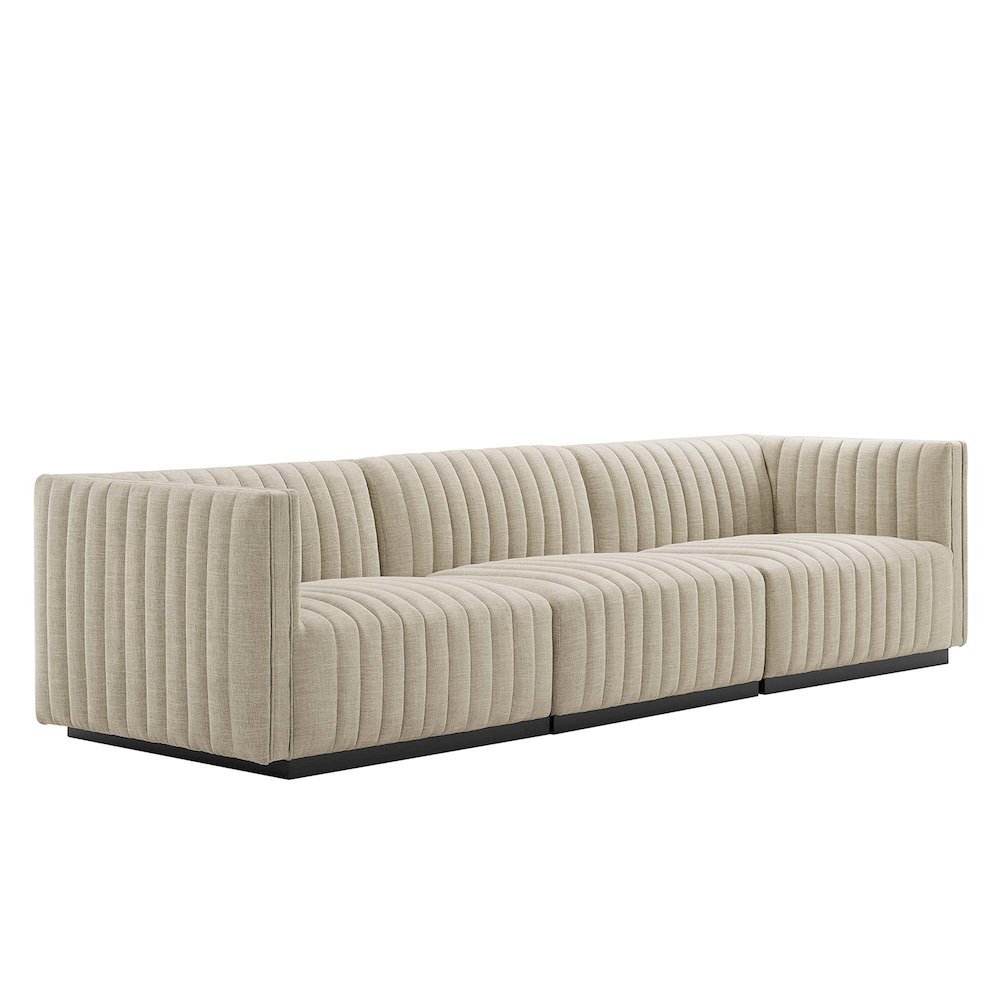 Conjure Channel Tufted Upholstered Fabric Sofa. Picture 1