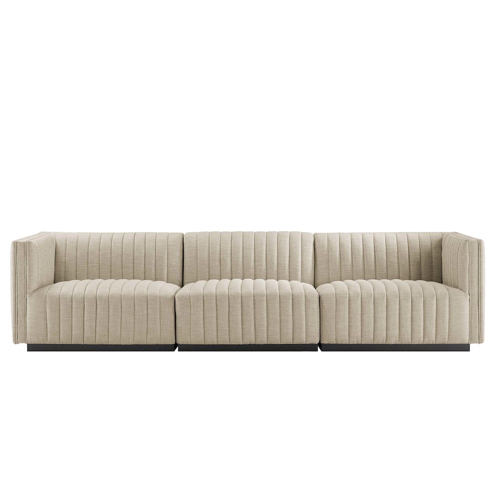 Conjure Channel Tufted Upholstered Fabric Sofa. Picture 3
