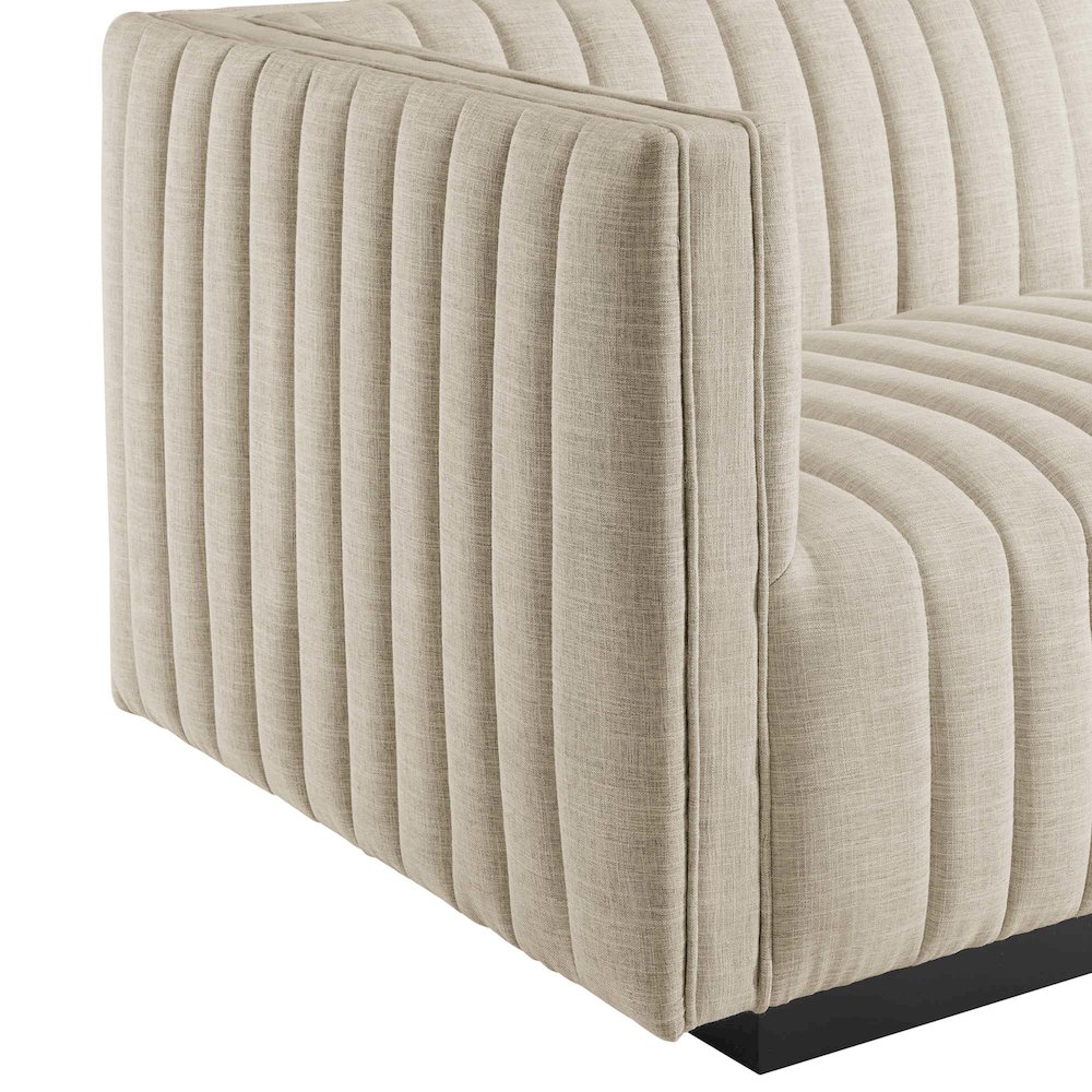 Conjure Channel Tufted Upholstered Fabric Sofa. Picture 6