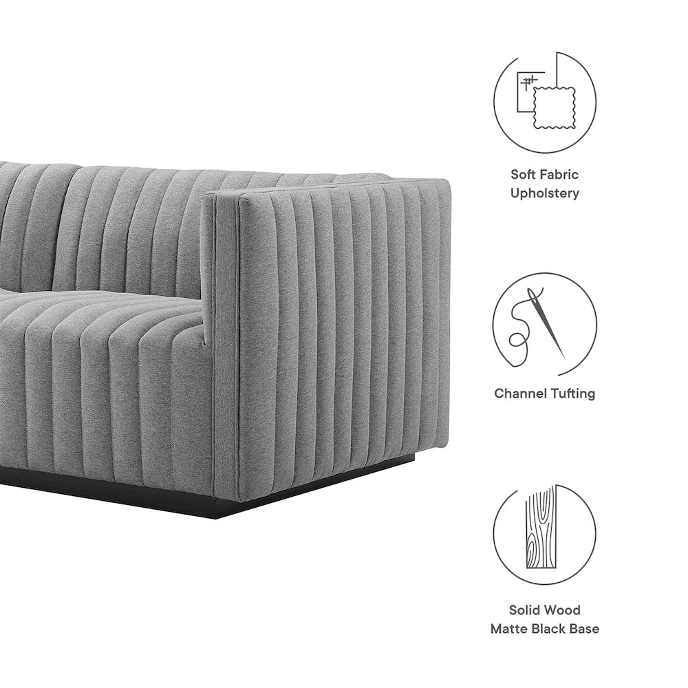 Conjure Channel Tufted Upholstered Fabric Sofa. Picture 2