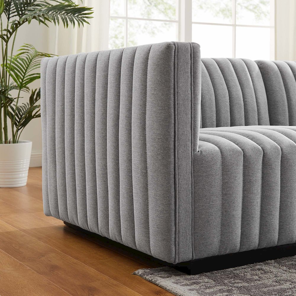 Conjure Channel Tufted Upholstered Fabric Sofa. Picture 14