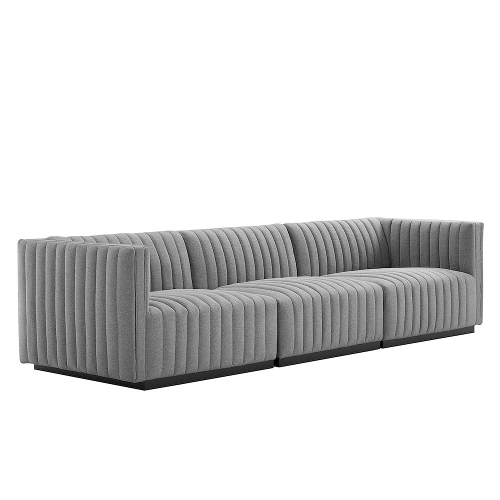 Conjure Channel Tufted Upholstered Fabric Sofa. Picture 1