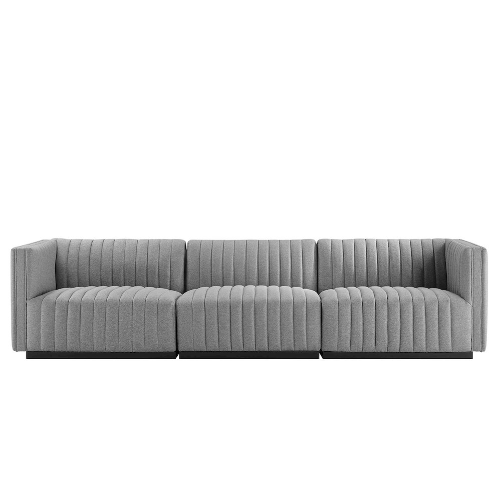 Conjure Channel Tufted Upholstered Fabric Sofa. Picture 3