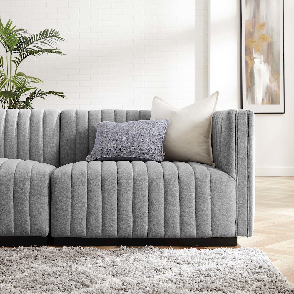Conjure 4-Piece Channel Tufted Upholstered Fabric Sofa. Picture 14
