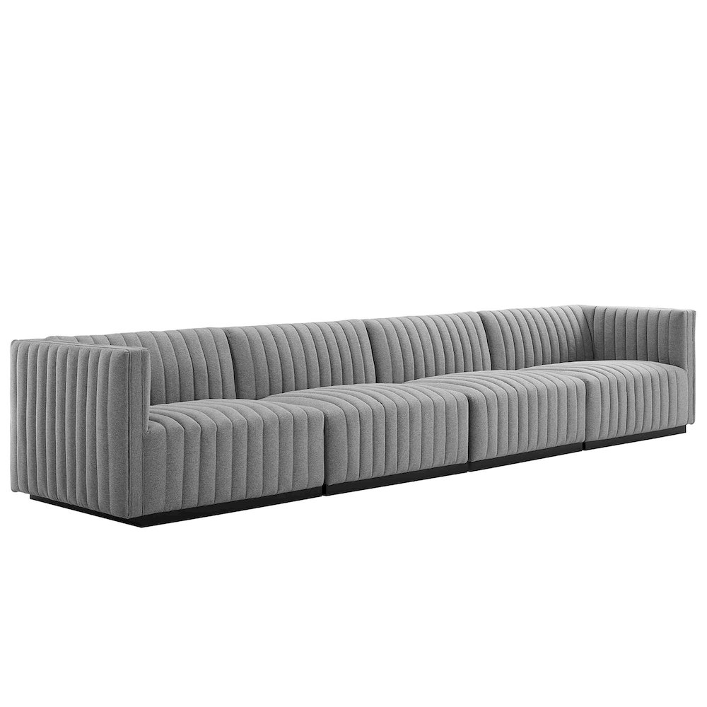 Conjure 4-Piece Channel Tufted Upholstered Fabric Sofa. Picture 1