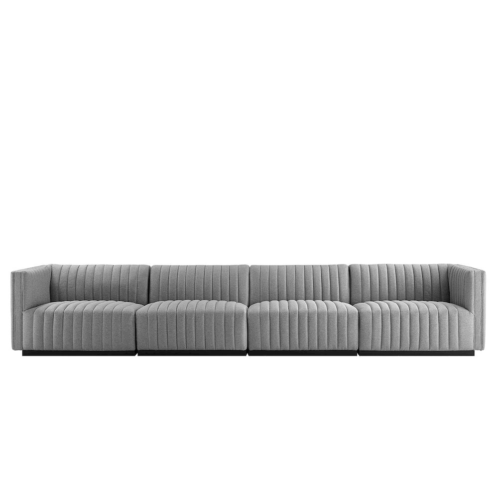 Conjure 4-Piece Channel Tufted Upholstered Fabric Sofa. Picture 3