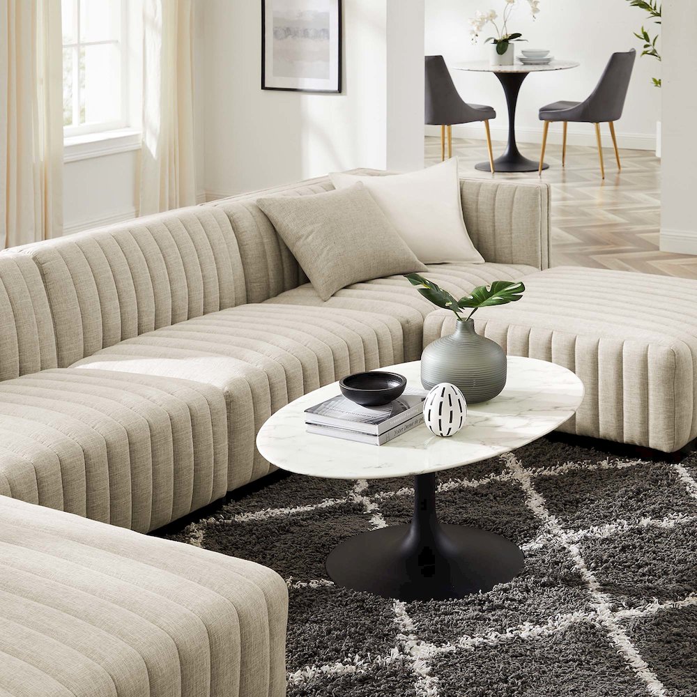 Conjure 6-Piece Channel Tufted Upholstered Fabric Sectional Sofa. Picture 17