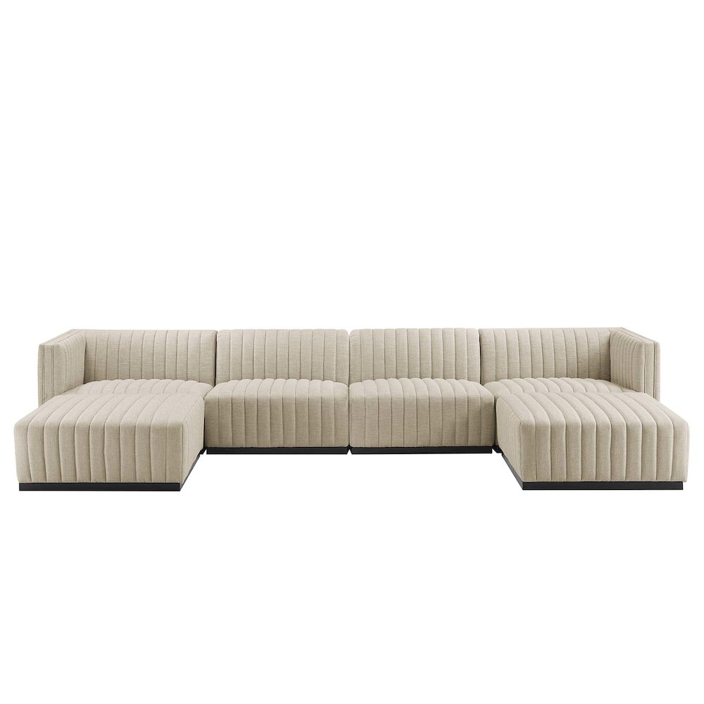 Conjure 6-Piece Channel Tufted Upholstered Fabric Sectional Sofa. Picture 3