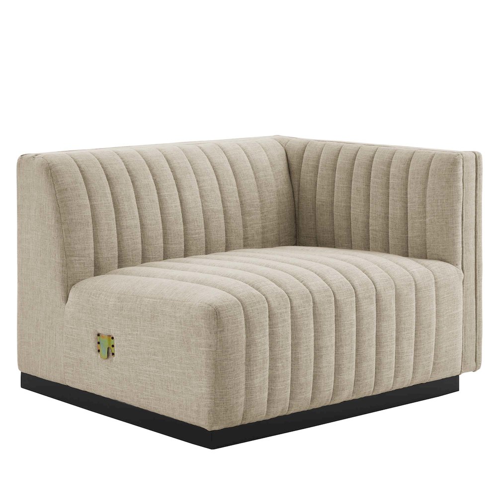 Conjure 6-Piece Channel Tufted Upholstered Fabric Sectional Sofa. Picture 10