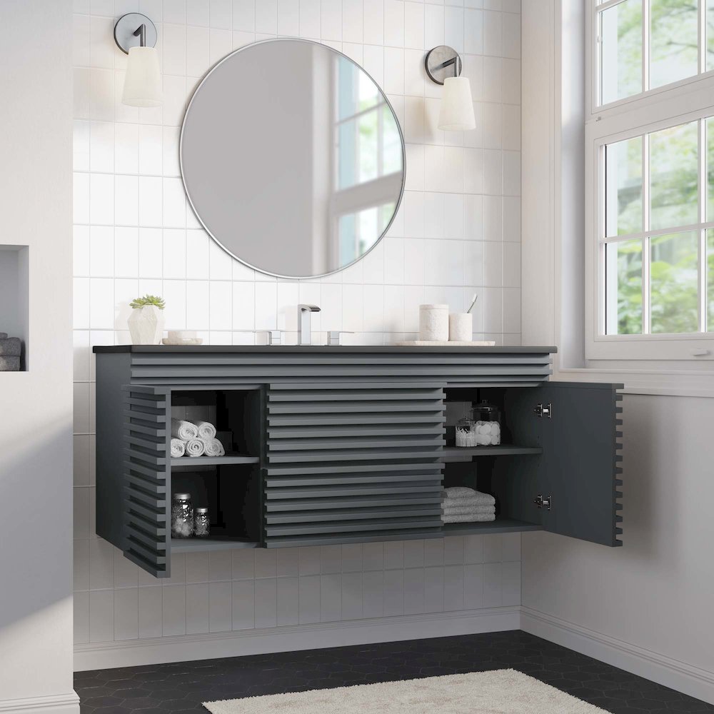 Render 48" Wall-Mount Bathroom Vanity. Picture 11