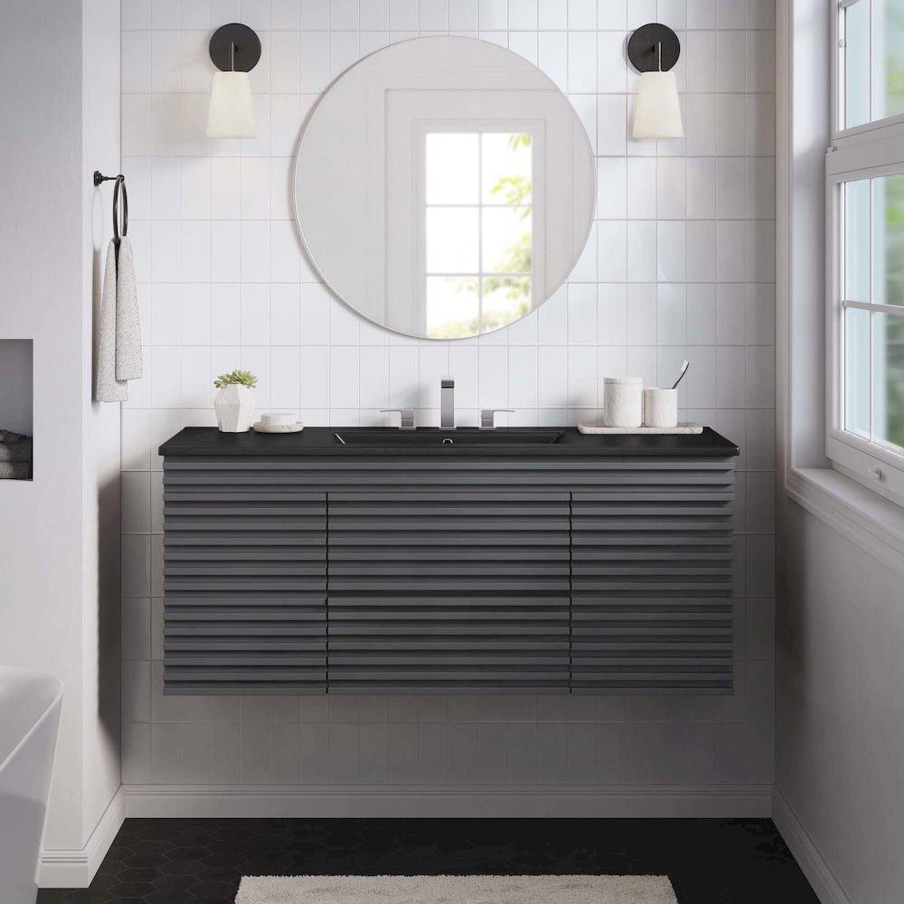 Render 48" Wall-Mount Bathroom Vanity. Picture 10