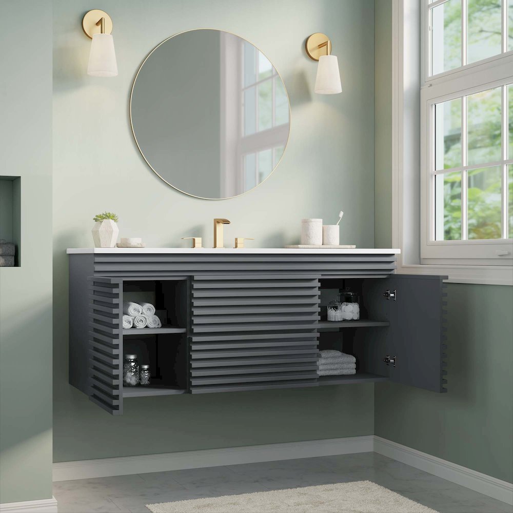 Render 48" Wall-Mount Bathroom Vanity. Picture 11