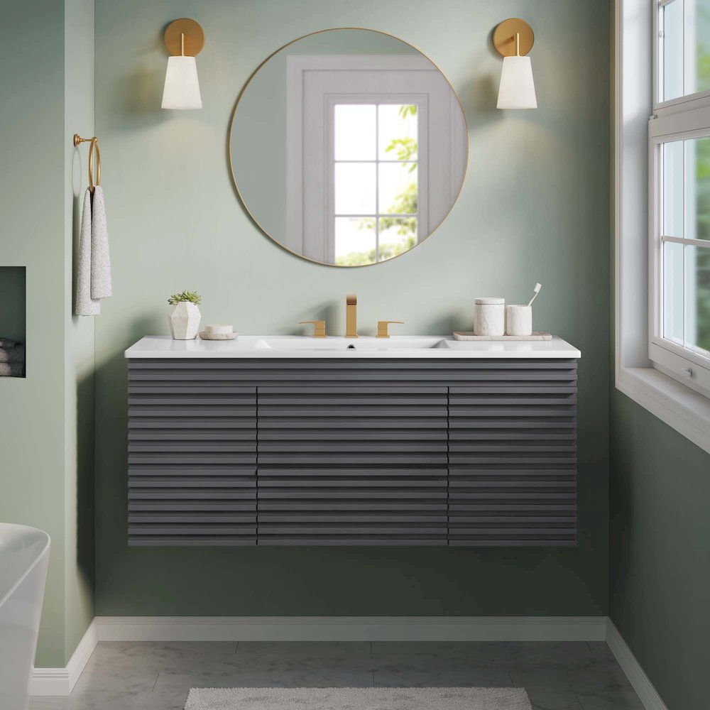 Render 48" Wall-Mount Bathroom Vanity. Picture 10