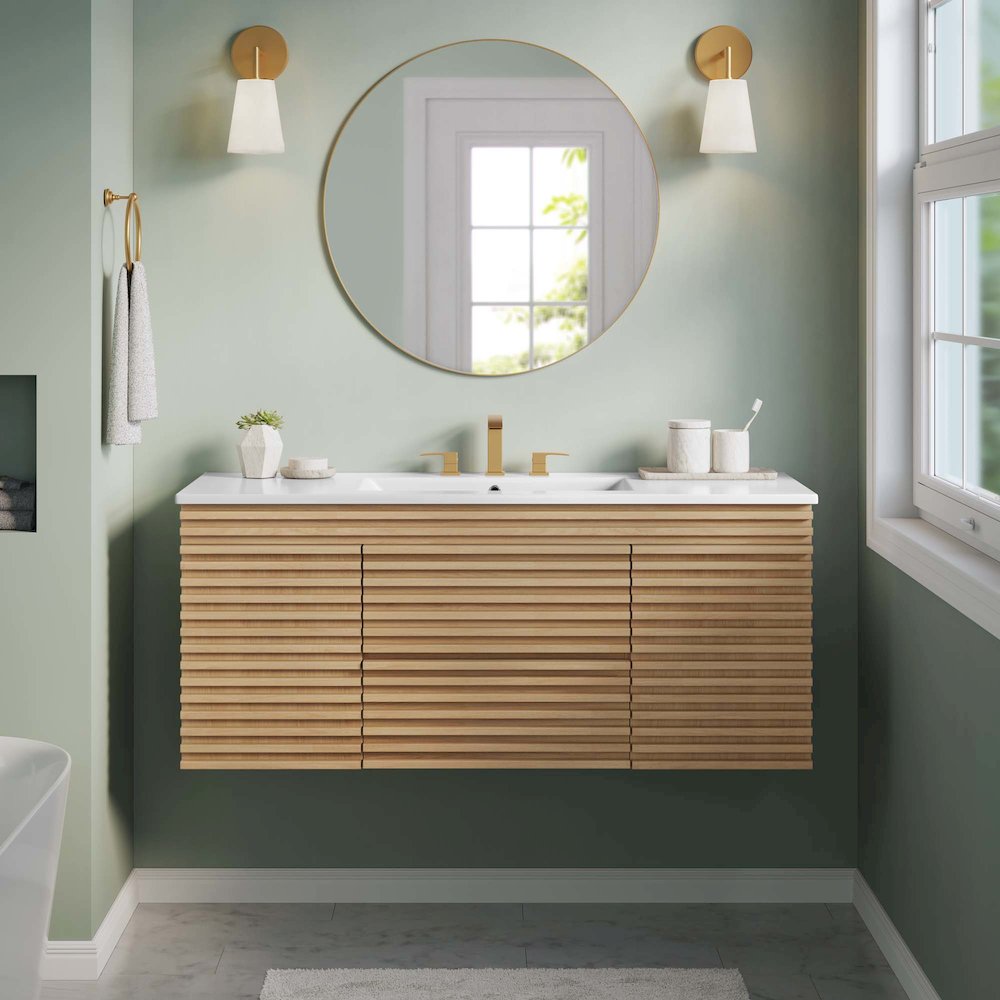 Render 48" Wall-Mount Bathroom Vanity. Picture 10