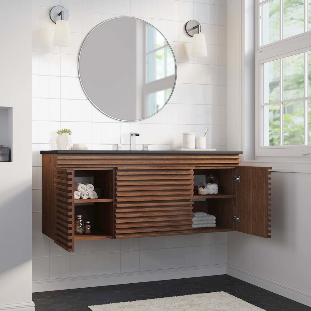Render 48" Wall-Mount Bathroom Vanity. Picture 11