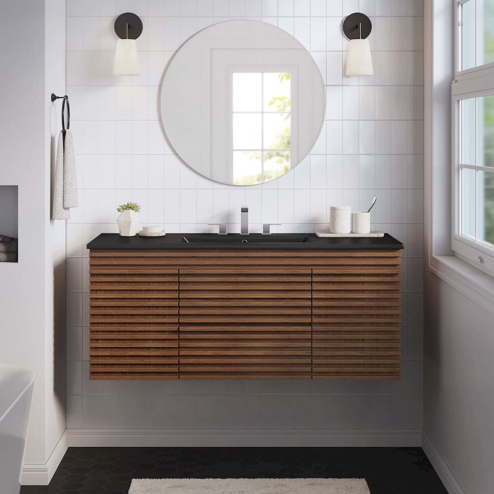 Render 48" Wall-Mount Bathroom Vanity. Picture 10