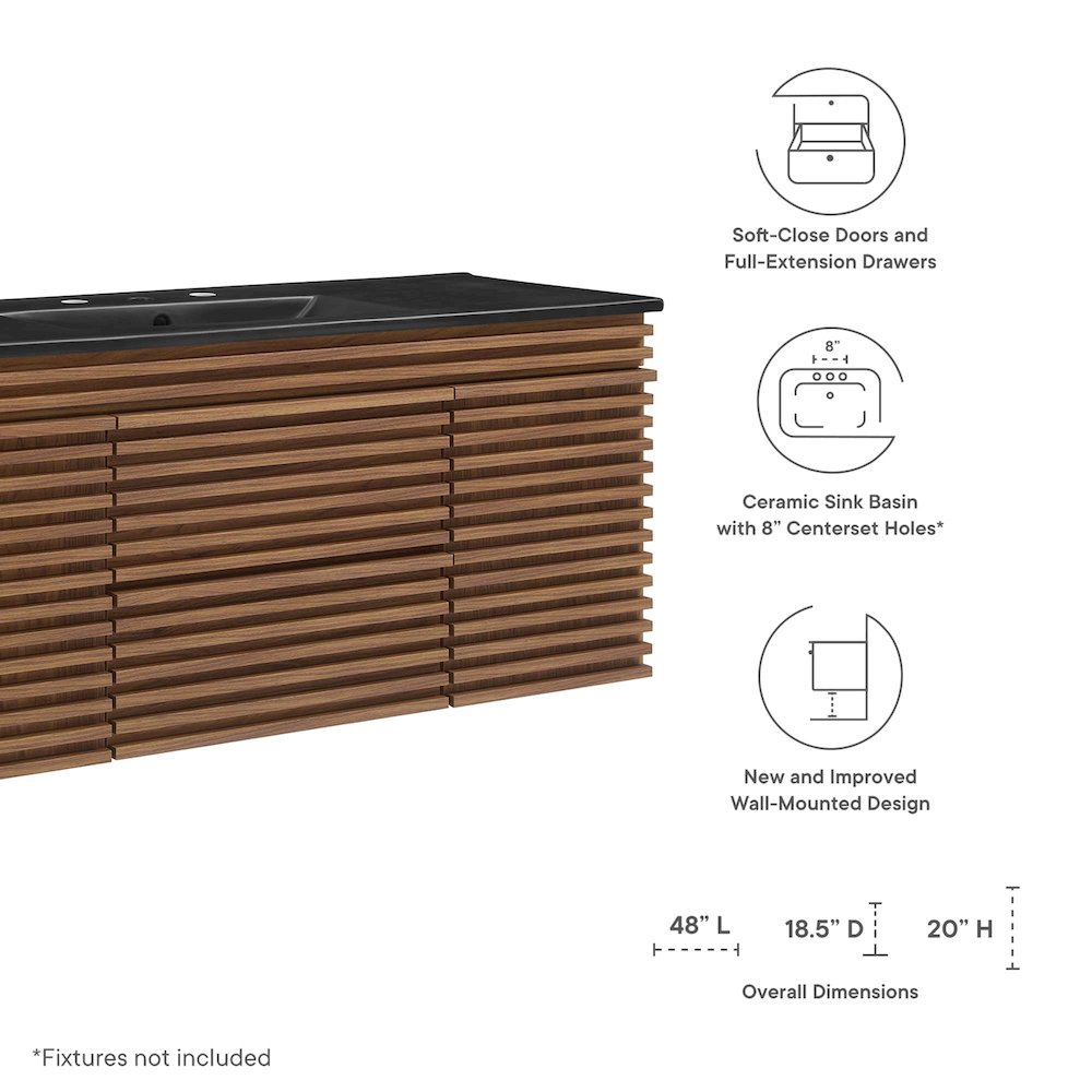 Render 48" Wall-Mount Bathroom Vanity. Picture 2