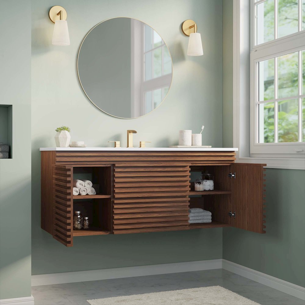 Render 48" Wall-Mount Bathroom Vanity. Picture 11