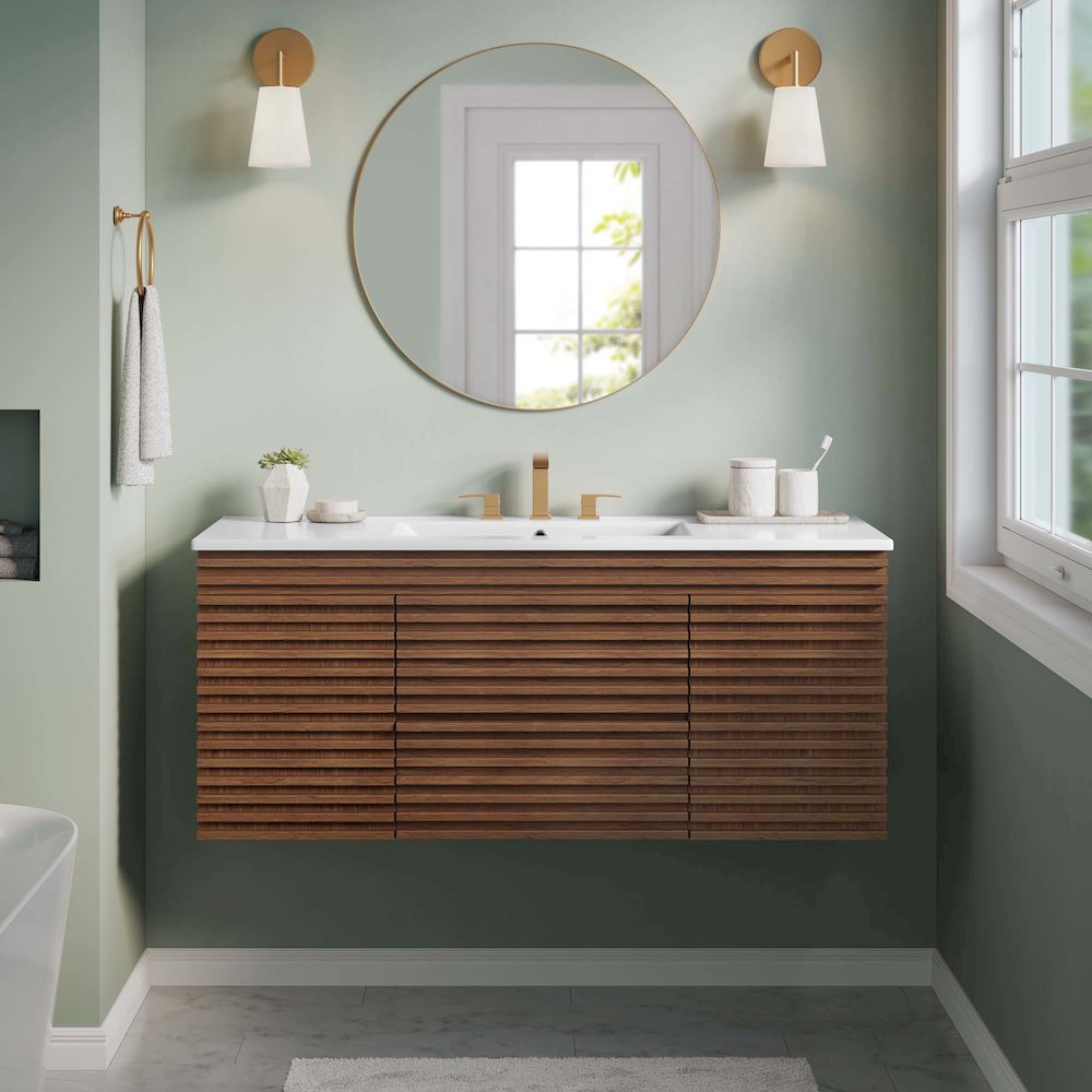 Render 48" Wall-Mount Bathroom Vanity. Picture 10