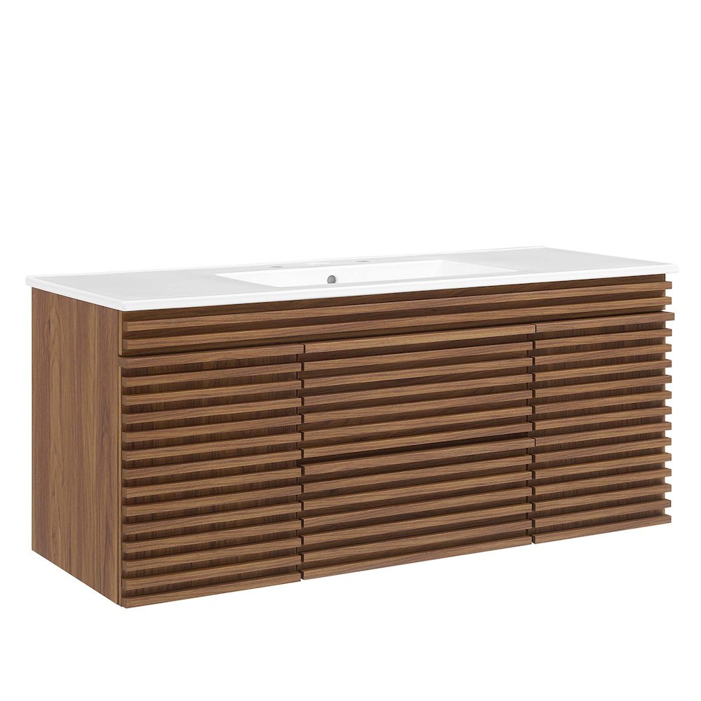 Render 48" Wall-Mount Bathroom Vanity. Picture 1
