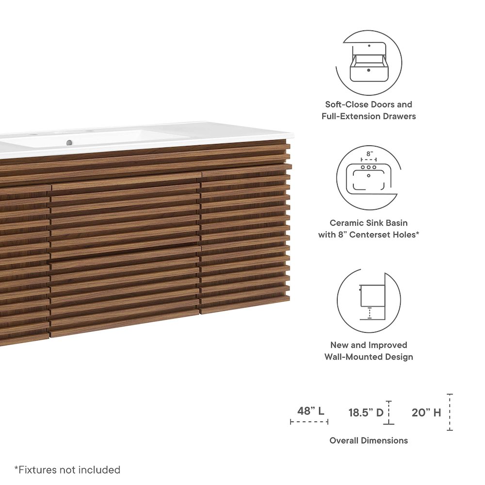 Render 48" Wall-Mount Bathroom Vanity. Picture 2