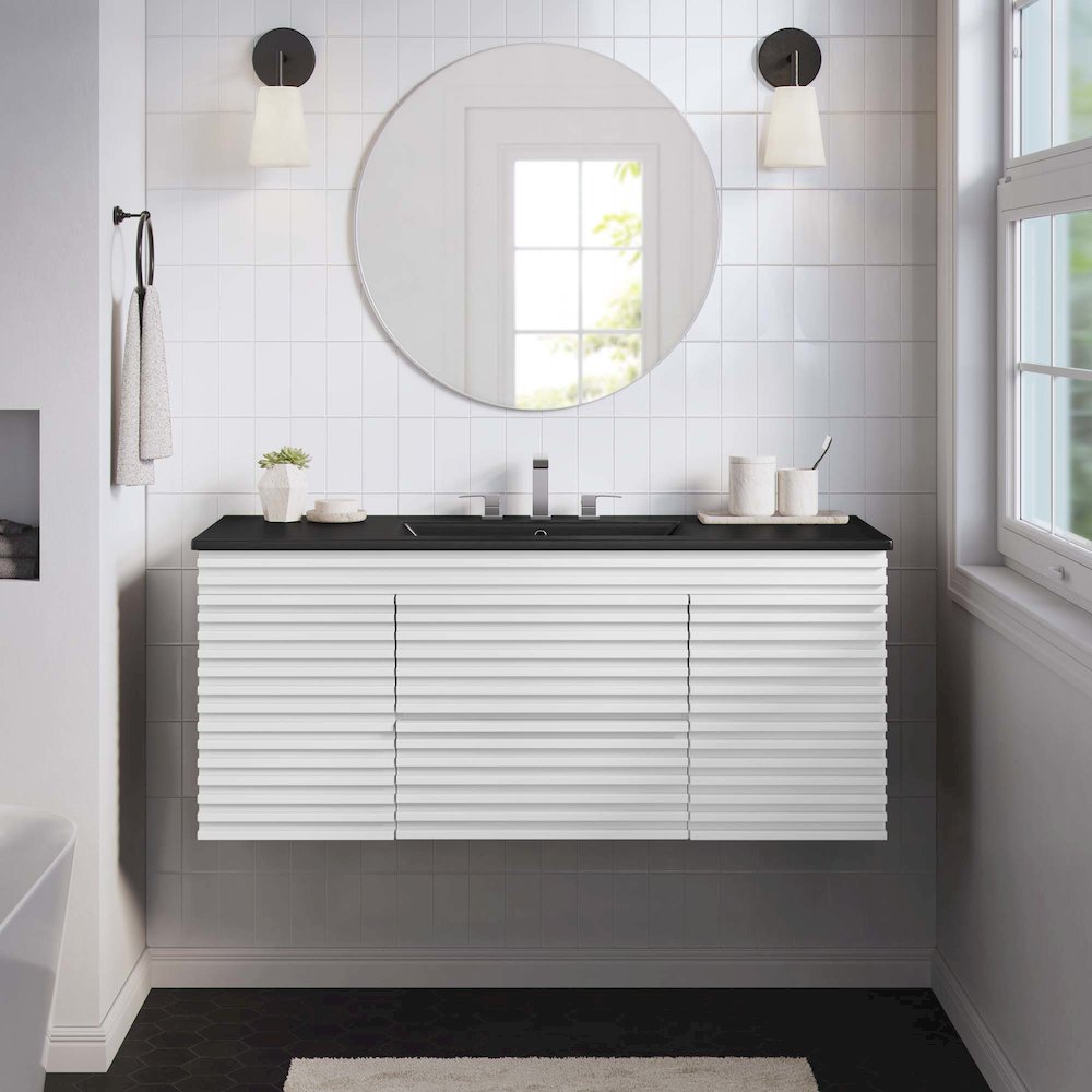 Render 48" Wall-Mount Bathroom Vanity. Picture 10