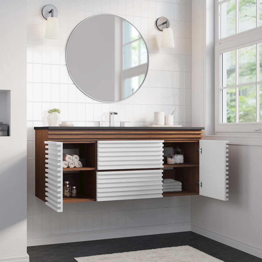 Render 48" Wall-Mount Bathroom Vanity. Picture 11