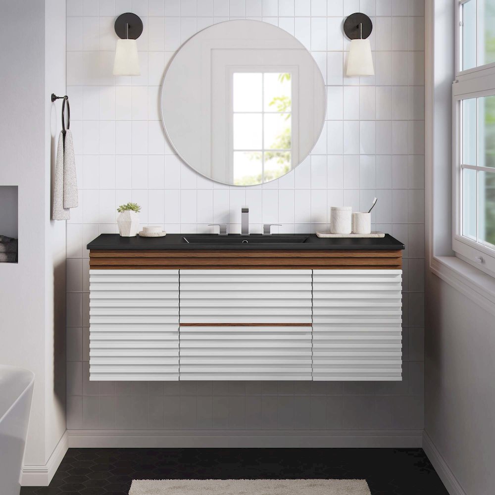 Render 48" Wall-Mount Bathroom Vanity. Picture 10