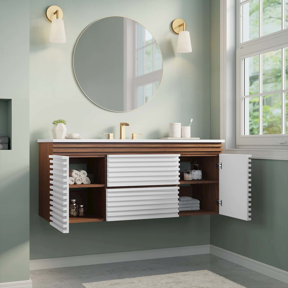 Render 48" Wall-Mount Bathroom Vanity. Picture 11