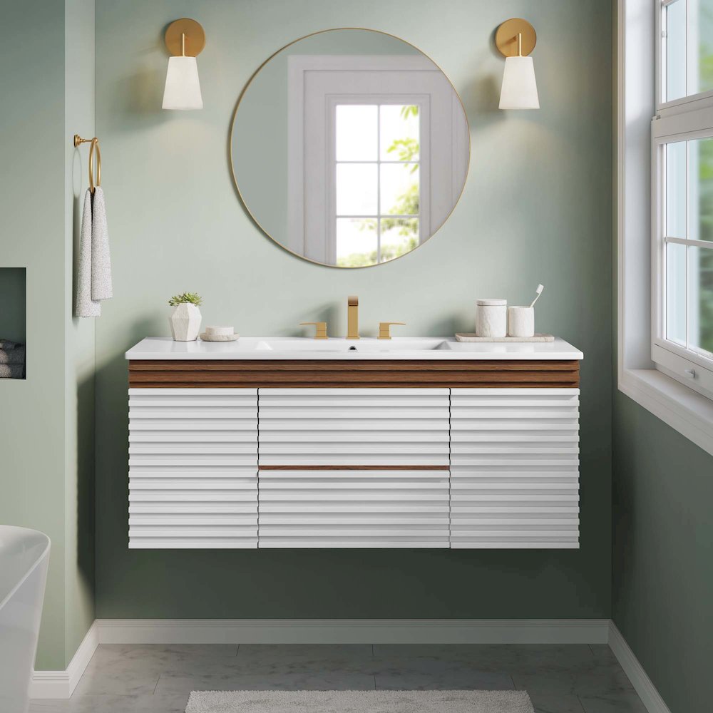 Render 48" Wall-Mount Bathroom Vanity. Picture 10