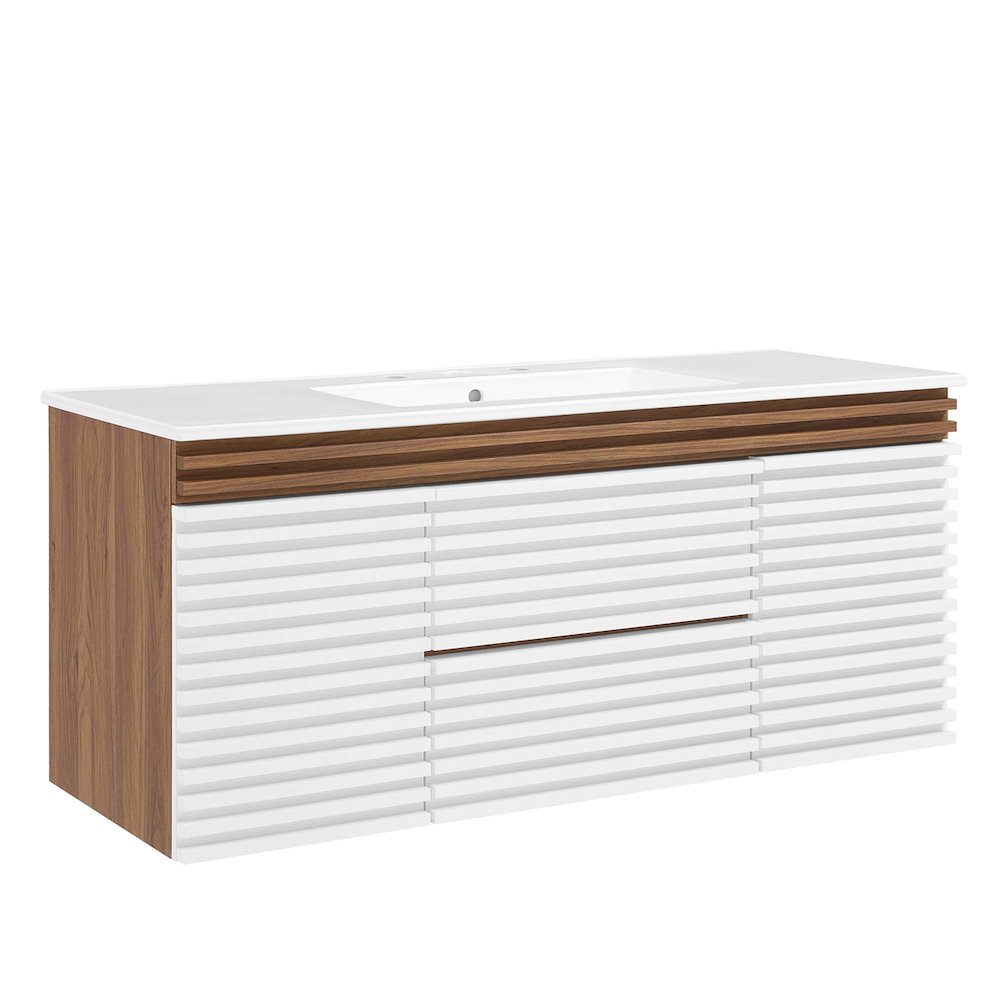 Render 48" Wall-Mount Bathroom Vanity. Picture 1