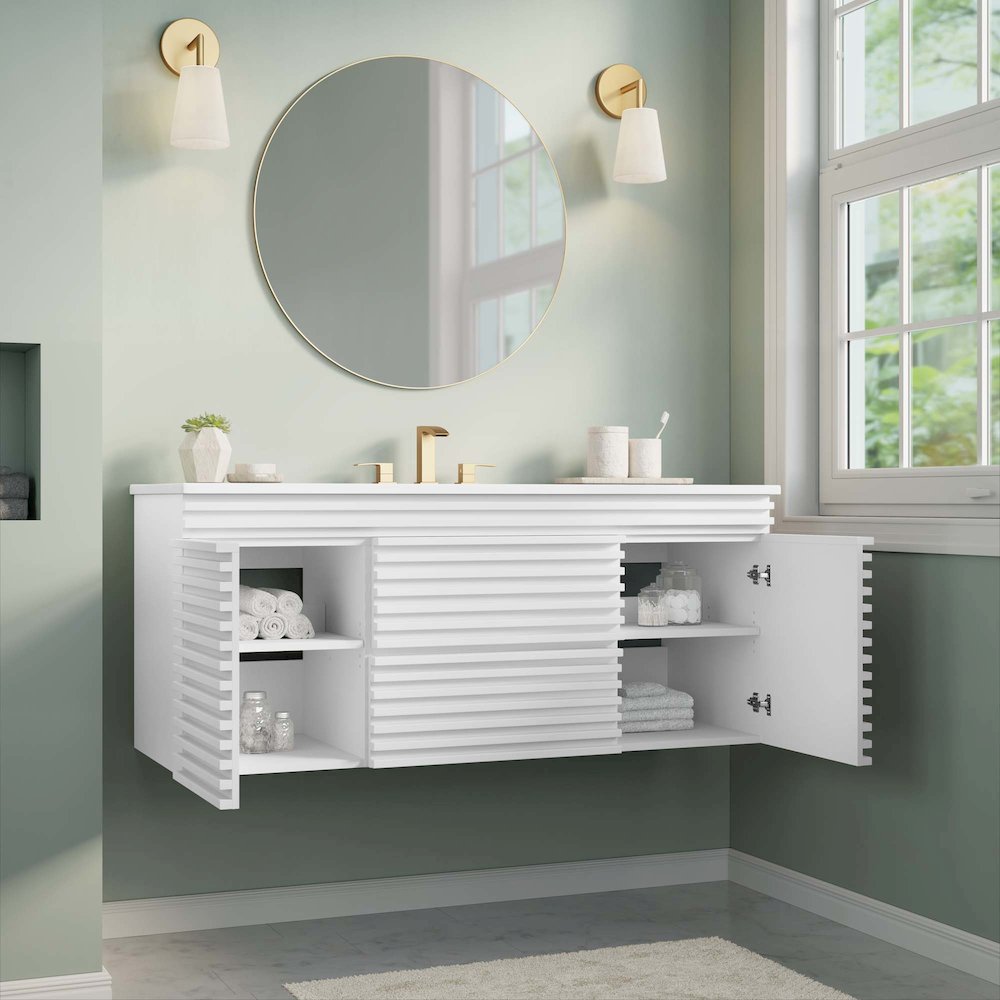 Render 48" Wall-Mount Bathroom Vanity. Picture 11