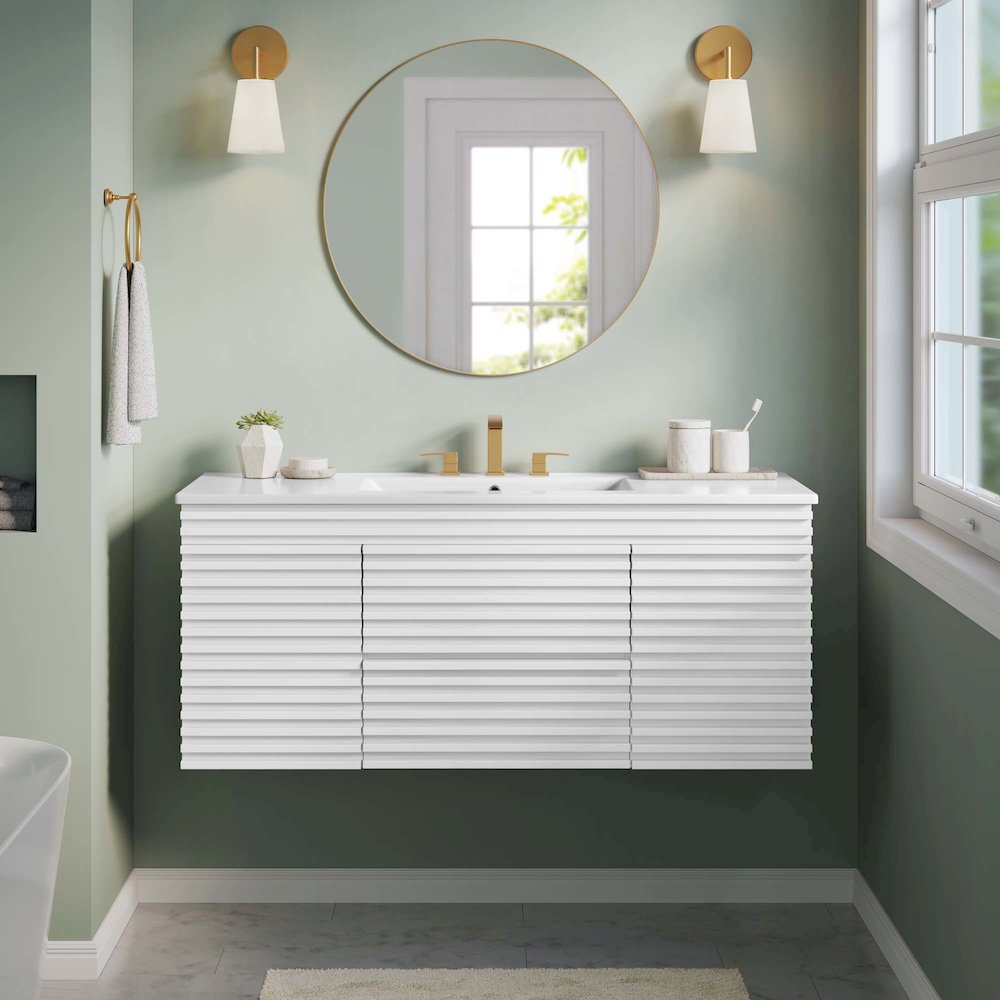 Render 48" Wall-Mount Bathroom Vanity. Picture 10